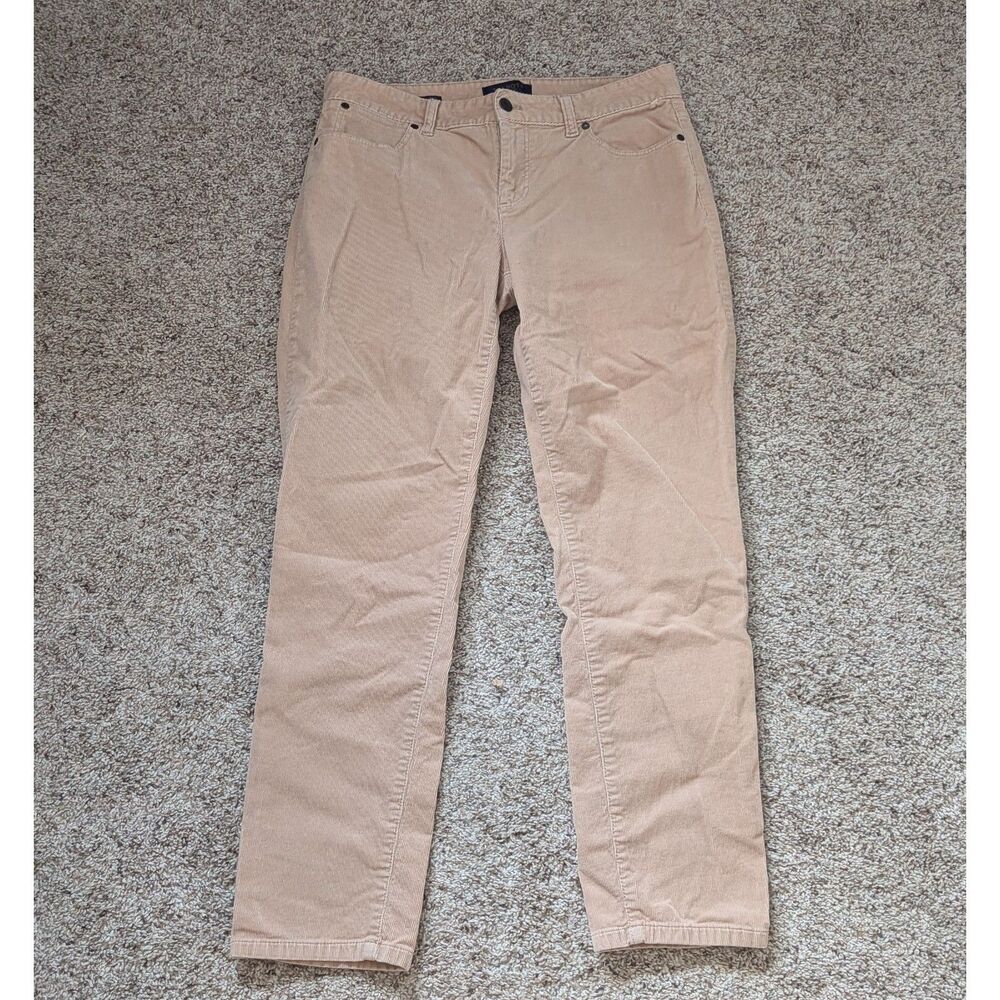 Talbots Straight Leg Corduroy Pants Women's 8 Beige Casual Minimalist